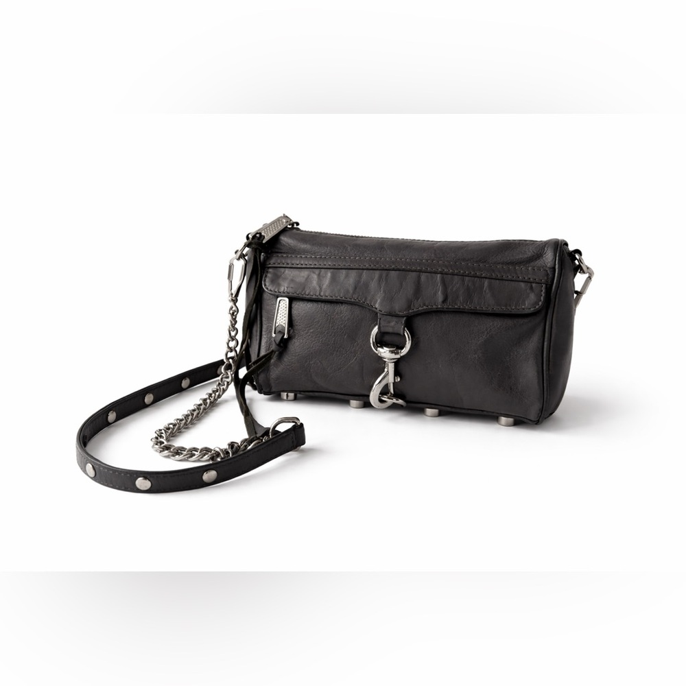 Rebecca Minkoff Grey  Leather Crossbody Bag‎ with Silver Accents